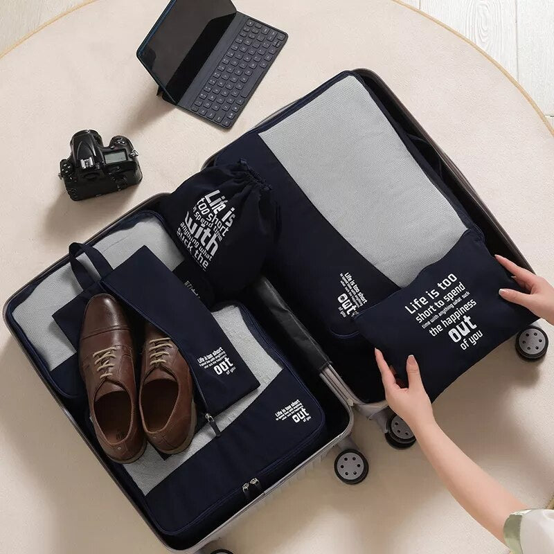 6pcs in 1Set Storage Bag Waterproof Large-capacity Travel Organizer Packing Cube Set