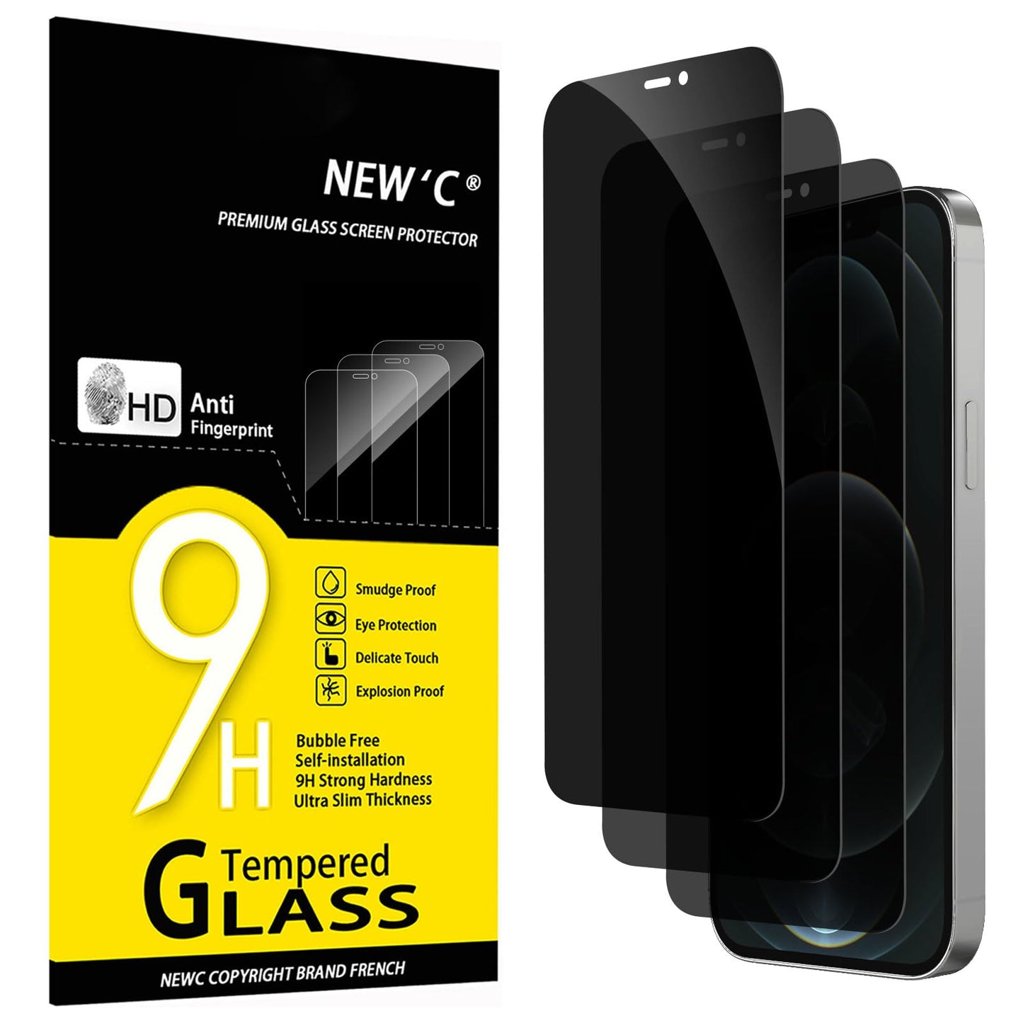 NEW'C Lot de 3, Verre Trempé pour iPhone 17 Pro Max, iPhone 16 Pro Max (6,9″) Film en Protection écran efficace contre les Rayures - Ultra Résistant - HD Transparent - Outil d'installation facile