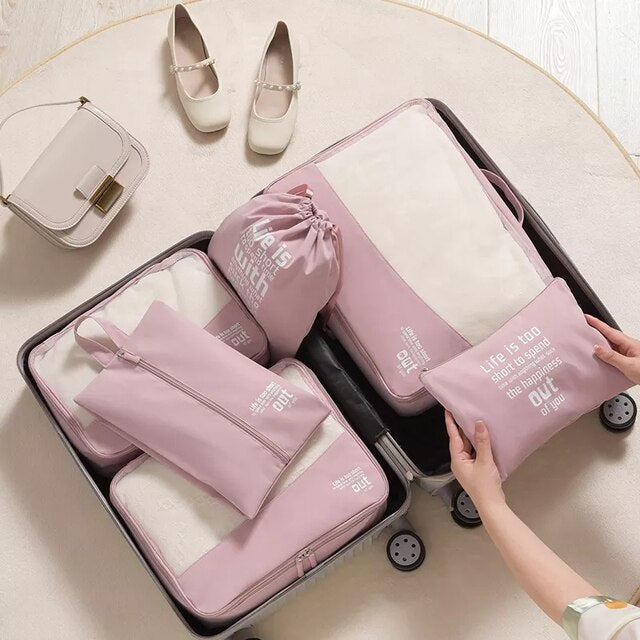 6pcs in 1Set Storage Bag Waterproof Large-capacity Travel Organizer Packing Cube Set