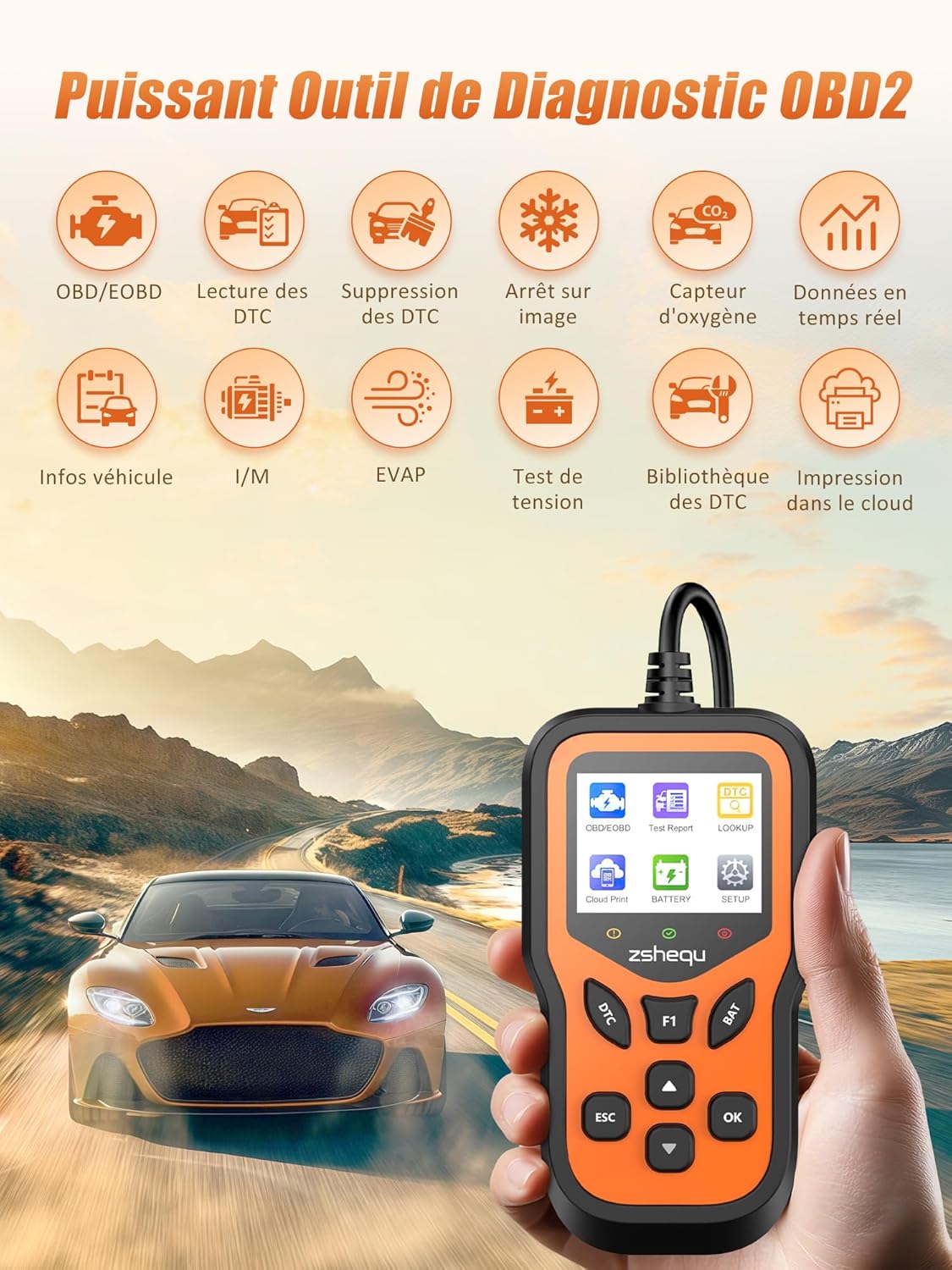 OBD2 Valise Diagnostic Auto Multimarque: OBD Diagnostique Voiture Français Boitier - USB Lecteur de Codes OBD2 Scanner - Machine Diagnostic Auto Défaillance Moteur pour BMW VW Audi Tous Les Véhic