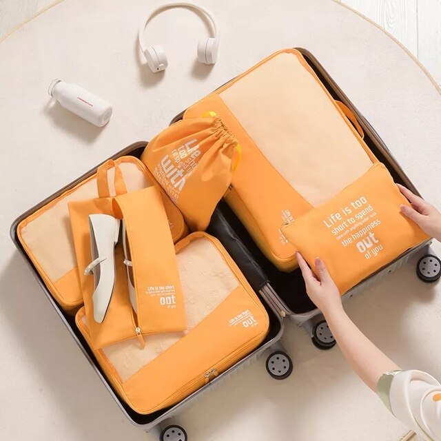 6pcs in 1Set Storage Bag Waterproof Large-capacity Travel Organizer Packing Cube Set