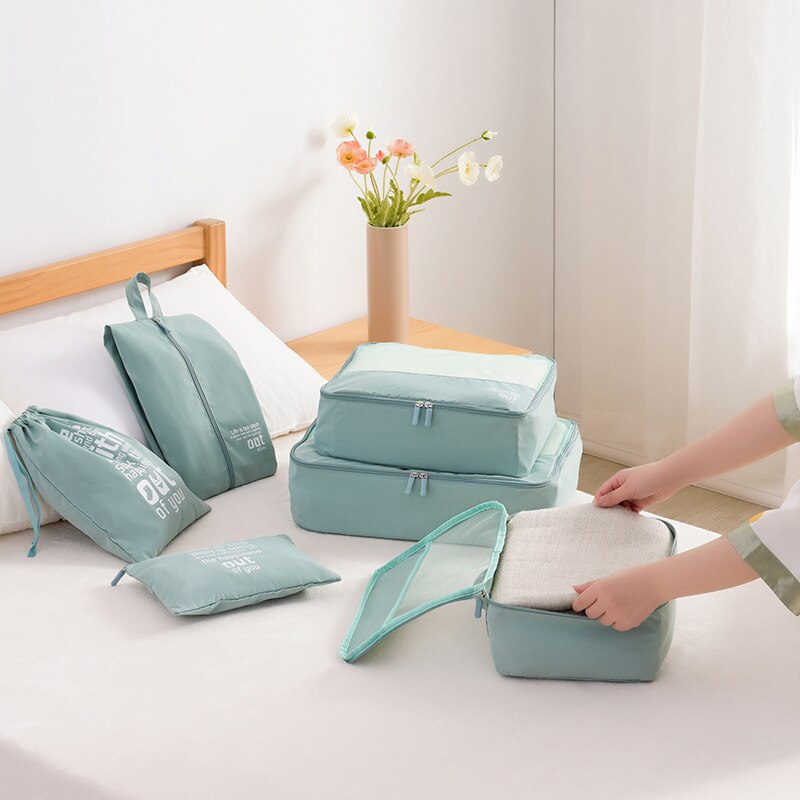 6pcs in 1Set Storage Bag Waterproof Large-capacity Travel Organizer Packing Cube Set