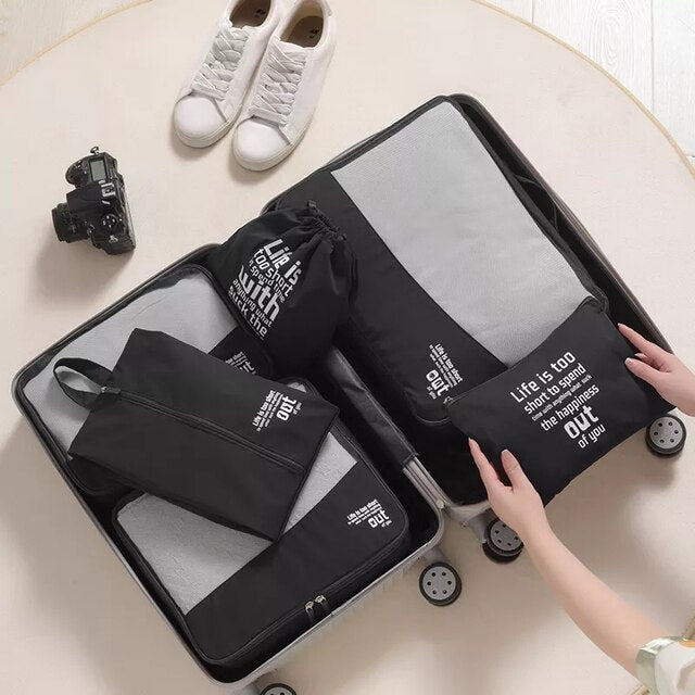6pcs in 1Set Storage Bag Waterproof Large-capacity Travel Organizer Packing Cube Set