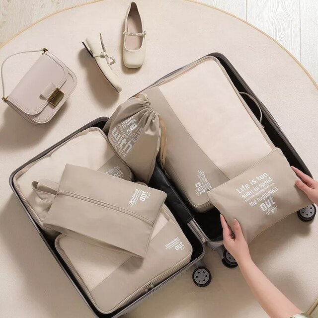 6pcs in 1Set Storage Bag Waterproof Large-capacity Travel Organizer Packing Cube Set