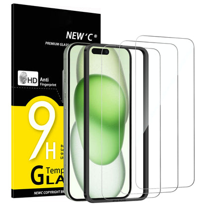 NEW'C Lot de 3, Verre Trempé pour iPhone 17 Pro Max, iPhone 16 Pro Max (6,9″) Film en Protection écran efficace contre les Rayures - Ultra Résistant - HD Transparent - Outil d'installation facile