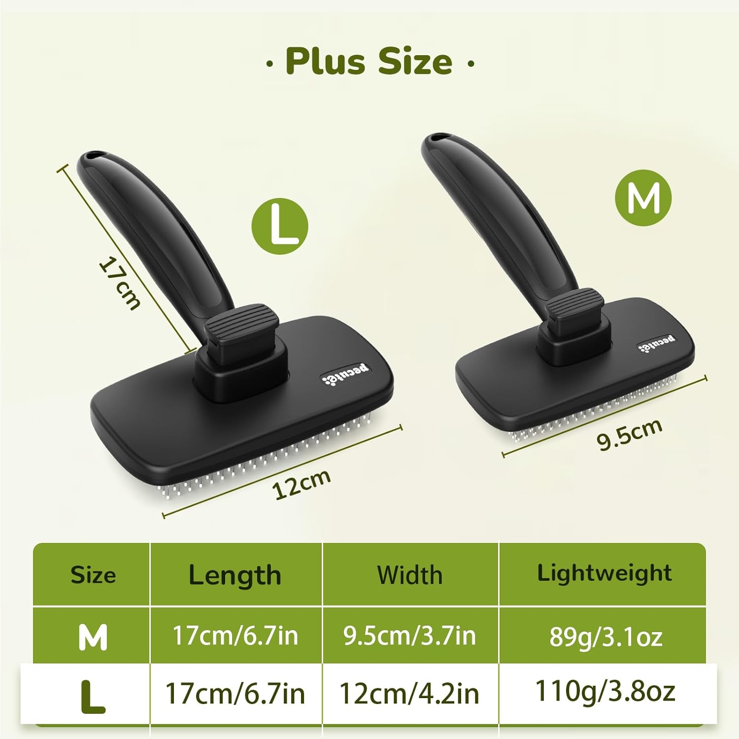 Pecute Grande Brosse Chat, Brosse Chien Poil Long Court, Enlèvement des Poils en Un Clic, Brosse pour Chien Élimine Jusqu'à 95% des Poils Morts Et des Peluches, pour Le Toilettage, Noir