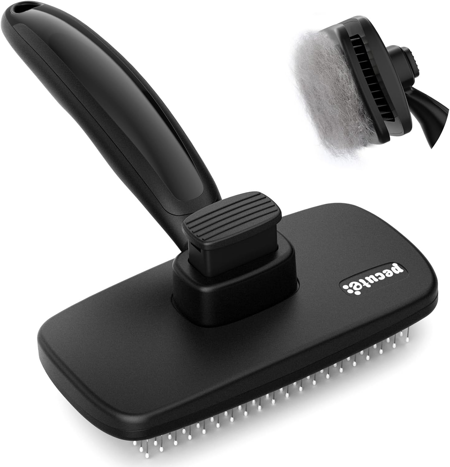 Pecute Grande Brosse Chat, Brosse Chien Poil Long Court, Enlèvement des Poils en Un Clic, Brosse pour Chien Élimine Jusqu'à 95% des Poils Morts Et des Peluches, pour Le Toilettage, Noir