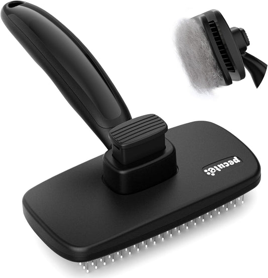 Pecute Grande Brosse Chat, Brosse Chien Poil Long Court, Enlèvement des Poils en Un Clic, Brosse pour Chien Élimine Jusqu'à 95% des Poils Morts Et des Peluches, pour Le Toilettage, Noir