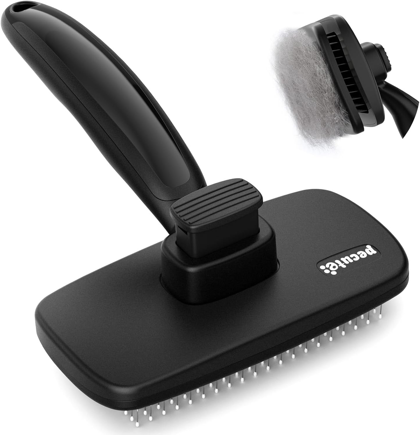 Pecute Grande Brosse Chat, Brosse Chien Poil Long Court, Enlèvement des Poils en Un Clic, Brosse pour Chien Élimine Jusqu'à 95% des Poils Morts Et des Peluches, pour Le Toilettage, Noir