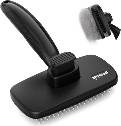 Pecute Grande Brosse Chat, Brosse Chien Poil Long Court, Enlèvement des Poils en Un Clic, Brosse pour Chien Élimine Jusqu'à 95% des Poils Morts Et des Peluches, pour Le Toilettage, Noir