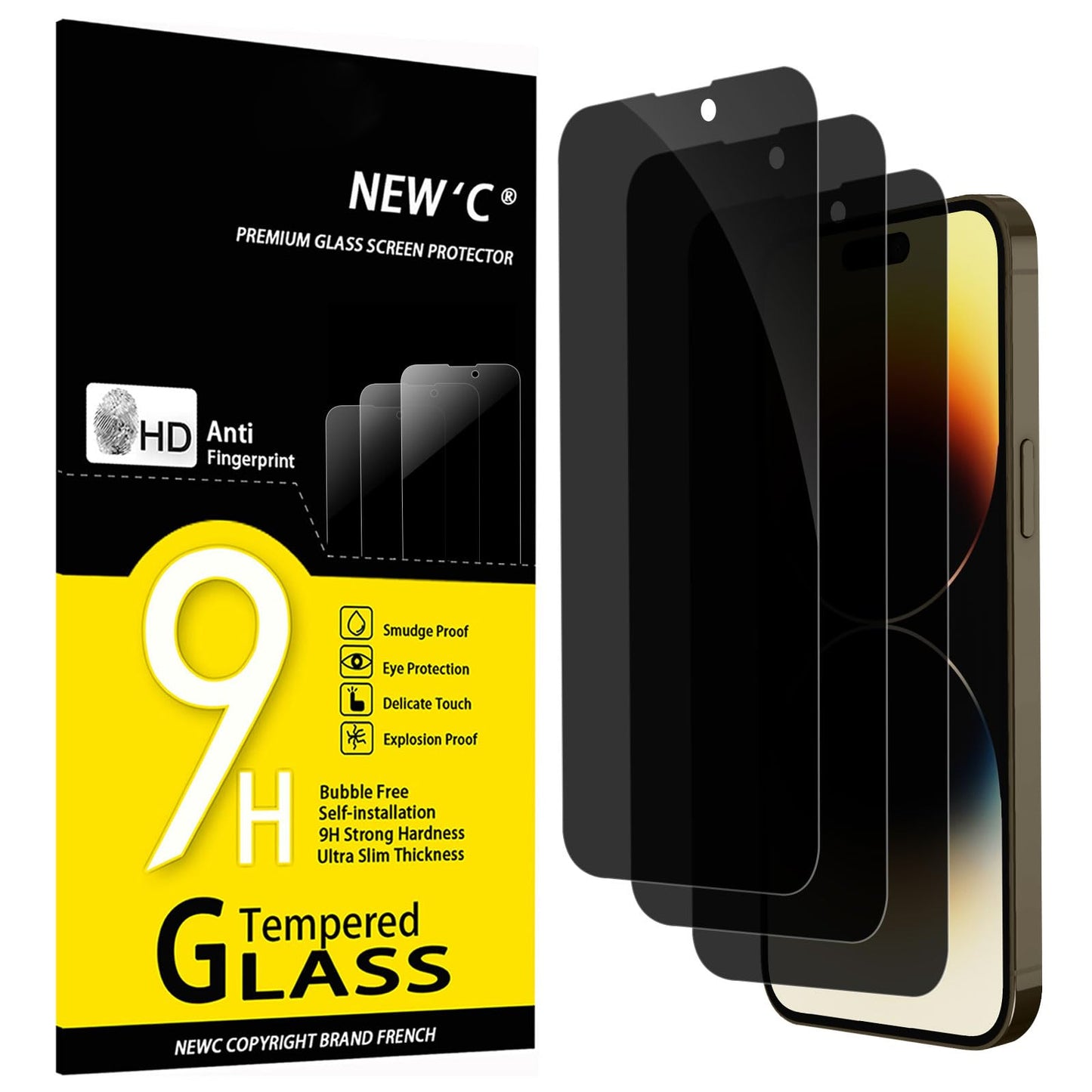 NEW'C Lot de 3, Verre Trempé pour iPhone 17 Pro Max, iPhone 16 Pro Max (6,9″) Film en Protection écran efficace contre les Rayures - Ultra Résistant - HD Transparent - Outil d'installation facile