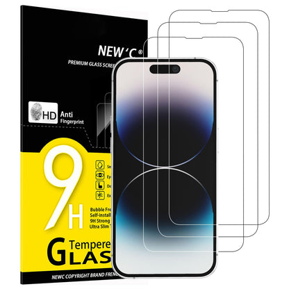 NEW'C Lot de 3, Verre Trempé pour iPhone 17 Pro Max, iPhone 16 Pro Max (6,9″) Film en Protection écran efficace contre les Rayures - Ultra Résistant - HD Transparent - Outil d'installation facile