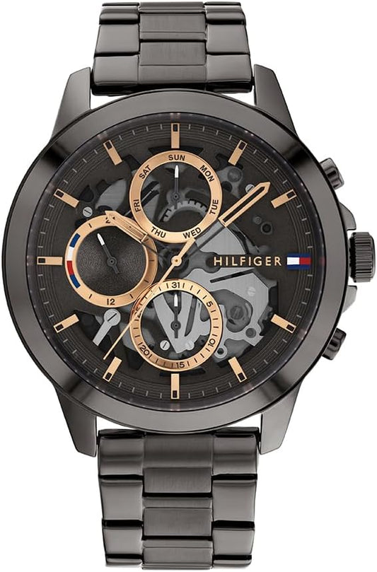 Tommy Hilfiger Montre Analogique Multifonction à Quartz pour Homme avec Bracelet en Acier Inoxydable ou Cuir