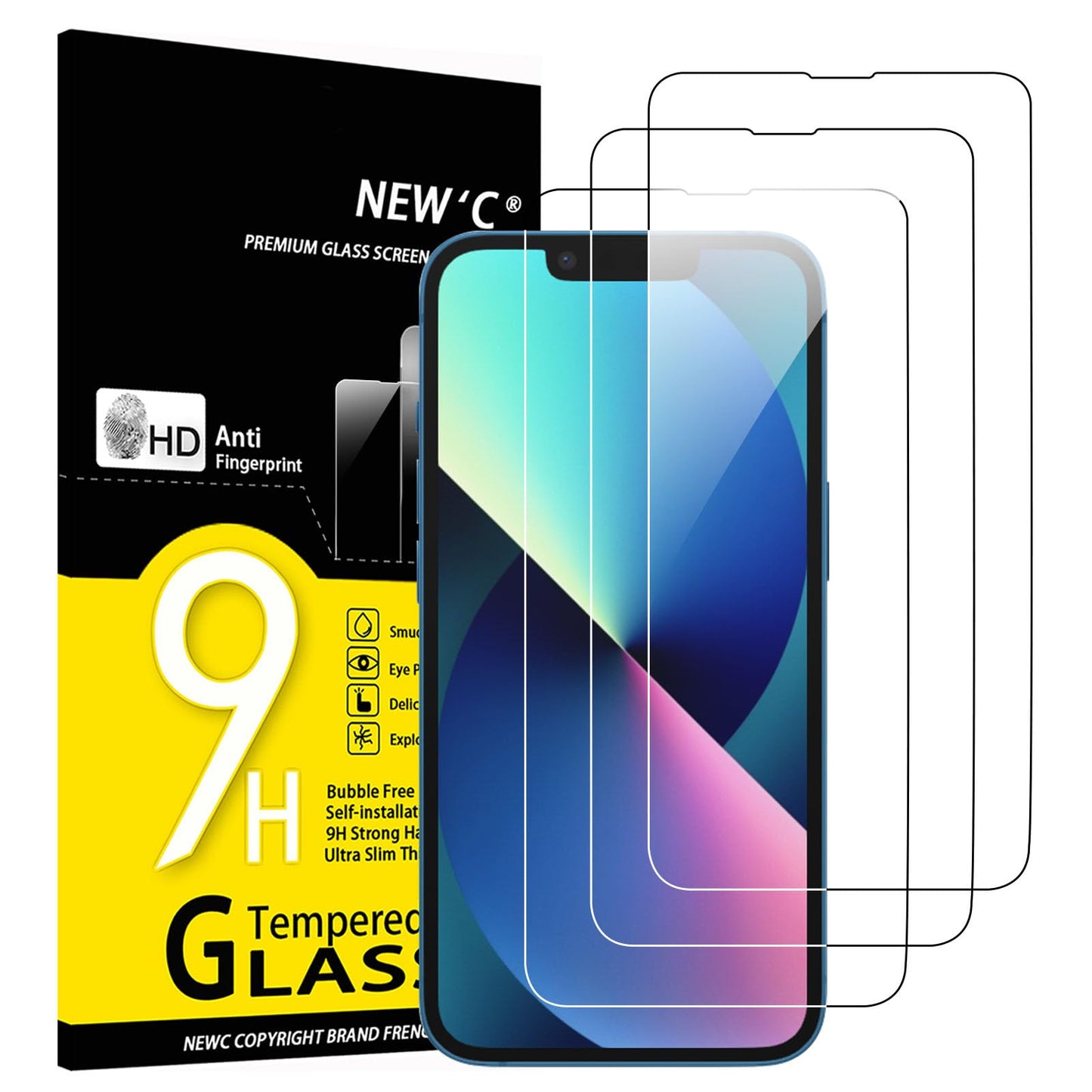 NEW'C Lot de 3, Verre Trempé pour iPhone 17 Pro Max, iPhone 16 Pro Max (6,9″) Film en Protection écran efficace contre les Rayures - Ultra Résistant - HD Transparent - Outil d'installation facile