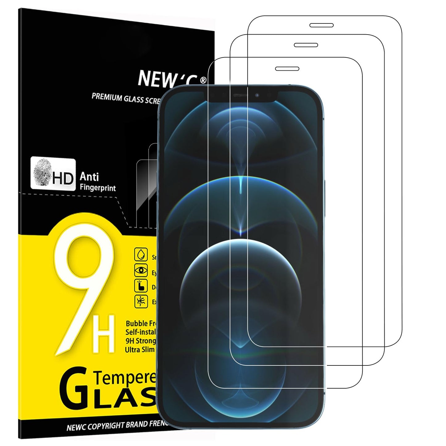 NEW'C Lot de 3, Verre Trempé pour iPhone 17 Pro Max, iPhone 16 Pro Max (6,9″) Film en Protection écran efficace contre les Rayures - Ultra Résistant - HD Transparent - Outil d'installation facile