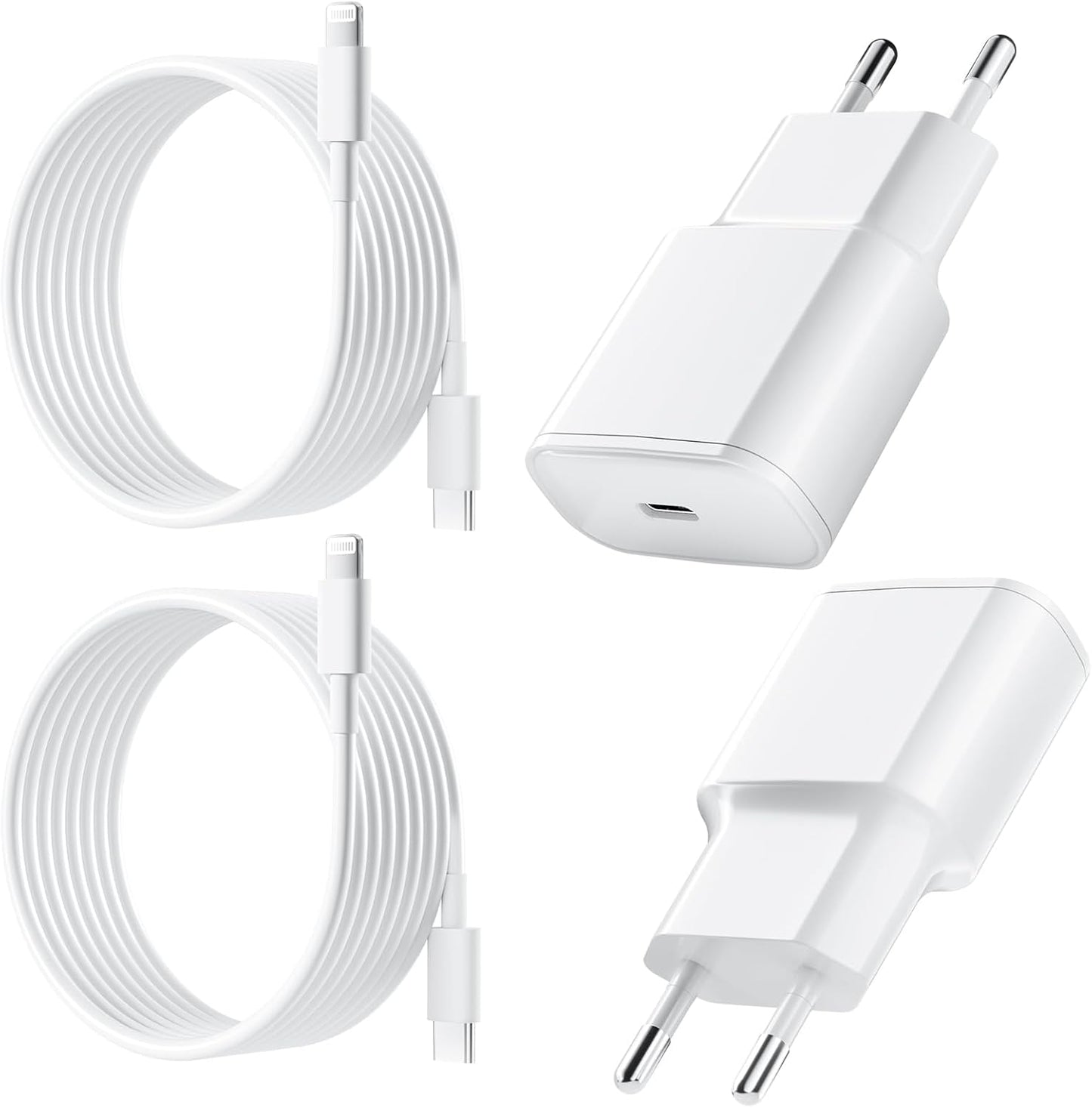 25W Chargeur Rapide pour iPhone, 2 Pièces PD 3.0 Prise USB C avec 2M Cable Lightning for iPhone 14/14Pro/13/13 Mini/13 Pro/13Pro Max/12/12Pro/12 Pro Max/11/11 Pro/ 11 ProMax