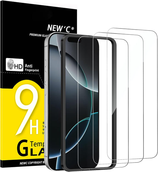 NEW'C Lot de 3, Verre Trempé pour iPhone 17 Pro Max, iPhone 16 Pro Max (6,9″) Film en Protection écran efficace contre les Rayures - Ultra Résistant - HD Transparent - Outil d'installation facile