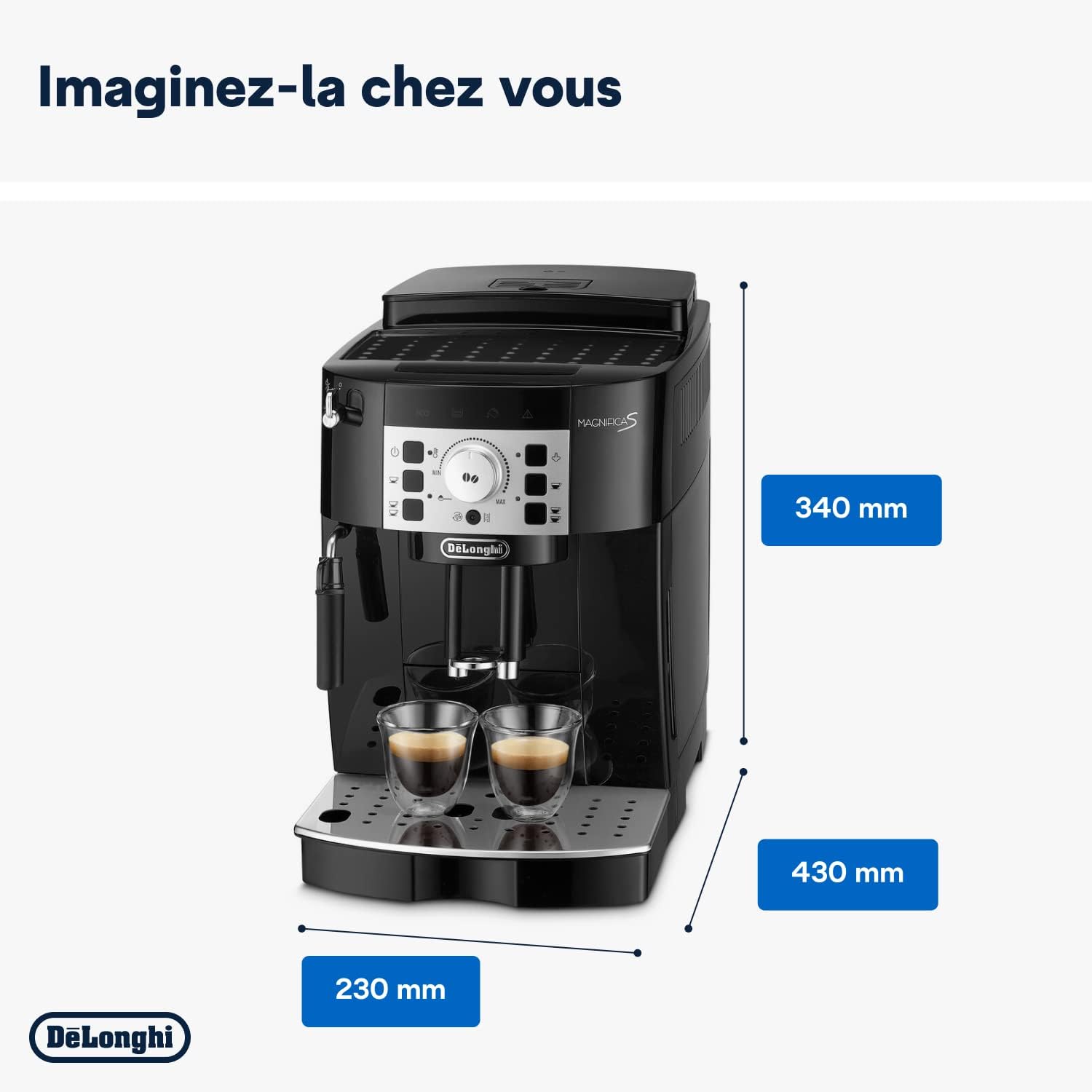 De'Longhi Magnifica S Machine a Café Grain ECAM22.110.B, Machine Expresso et Cappuccino, 1.8L, Noir [Exclusif Amazon]