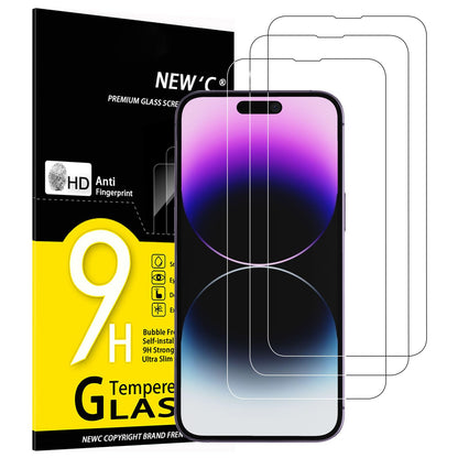 NEW'C Lot de 3, Verre Trempé pour iPhone 17 Pro Max, iPhone 16 Pro Max (6,9″) Film en Protection écran efficace contre les Rayures - Ultra Résistant - HD Transparent - Outil d'installation facile