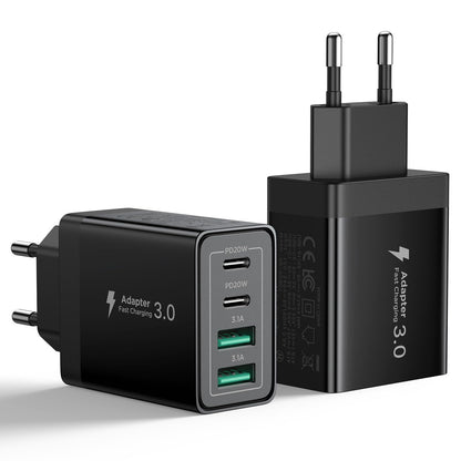 Aioneus Chargeur USB C, 40W 4 Port Prise USBC Chargeur Rapide iPhone, Multi Secteur PD+QC 3.1A Type C Adaptateur pour iPhone 16 15 14 13 12 11 Pro Max X XS XR 8 7 6S Plus Mini SE, iPad,Samsung Galaxy