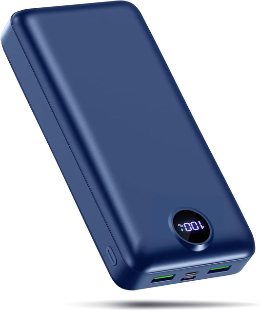 PDBEST Batterie Externe 50000 mAh, QC 3.0 22,5 W PD USB-C Chargeur Rapide avec 4 Sorties et 3 entrées, Chargeur Portable Grande capacité, Powerbank pour iPhone Android etc Bleu