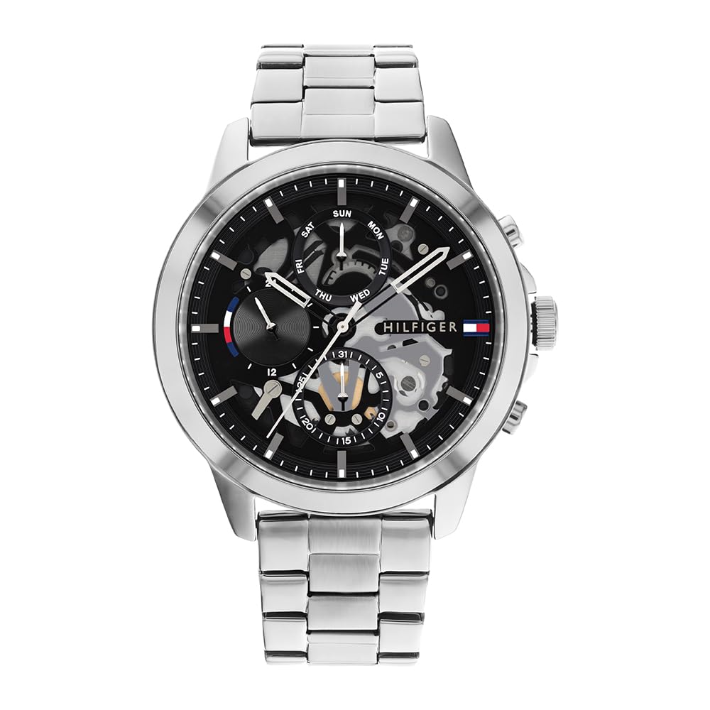 Tommy Hilfiger Montre Analogique Multifonction à Quartz pour Homme avec Bracelet en Acier Inoxydable ou Cuir