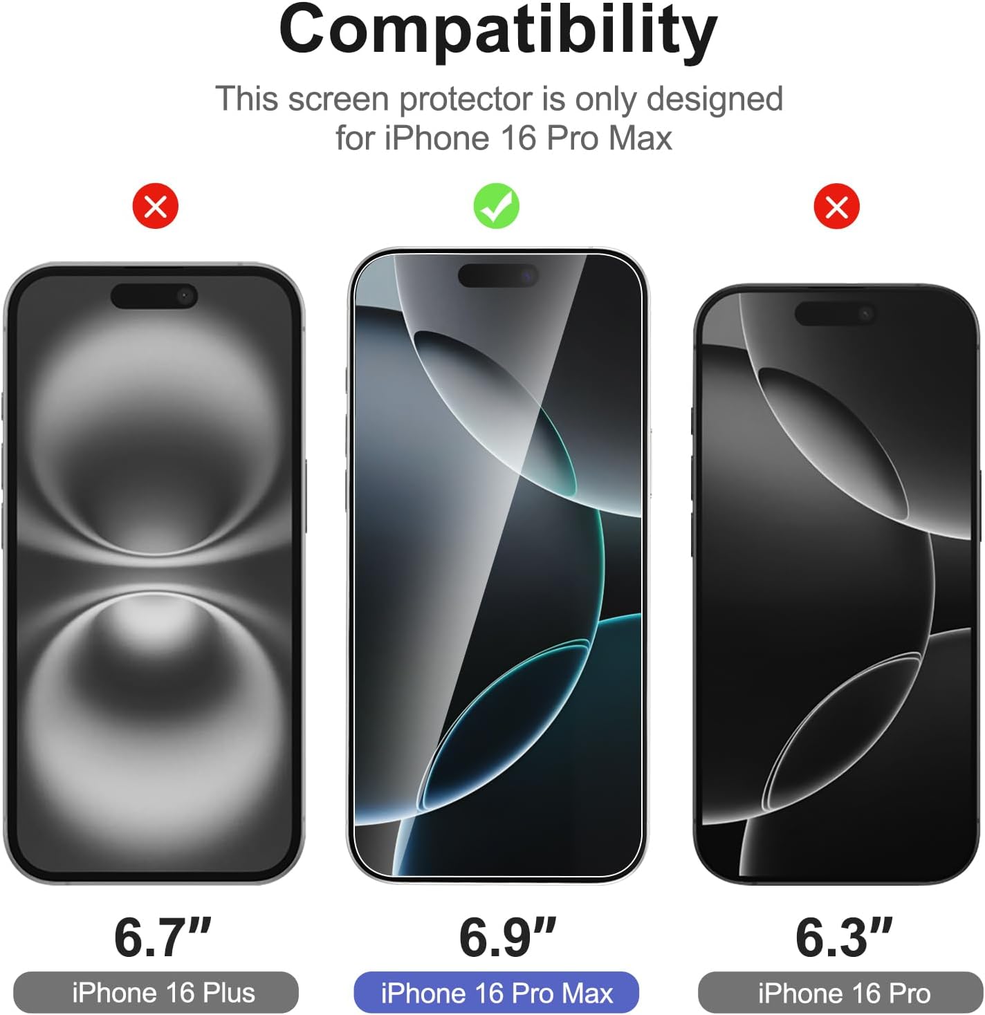 NEW'C Lot de 3, Verre Trempé pour iPhone 17 Pro Max, iPhone 16 Pro Max (6,9″) Film en Protection écran efficace contre les Rayures - Ultra Résistant - HD Transparent - Outil d'installation facile