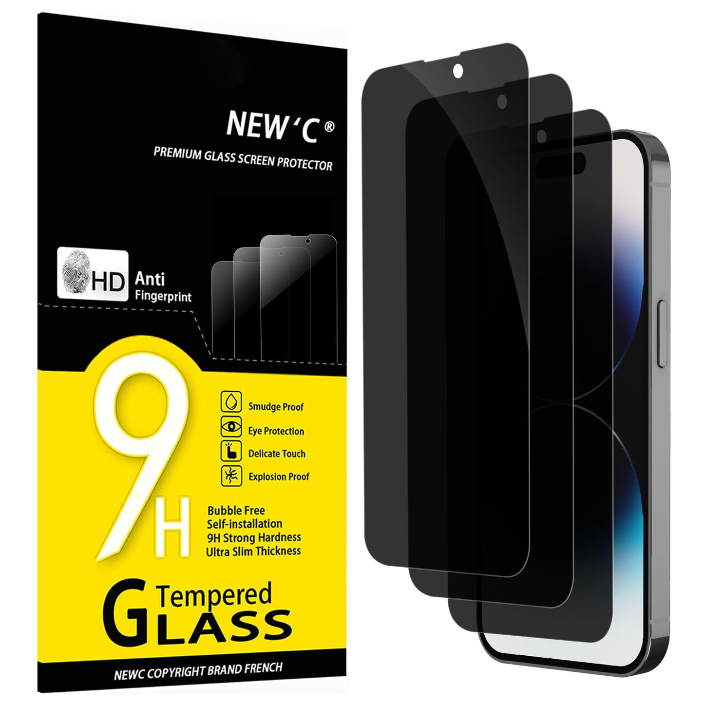 NEW'C Lot de 3, Verre Trempé pour iPhone 17 Pro Max, iPhone 16 Pro Max (6,9″) Film en Protection écran efficace contre les Rayures - Ultra Résistant - HD Transparent - Outil d'installation facile
