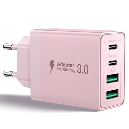 Aioneus Chargeur USB C, 40W 4 Port Prise USBC Chargeur Rapide iPhone, Multi Secteur PD+QC 3.1A Type C Adaptateur pour iPhone 16 15 14 13 12 11 Pro Max X XS XR 8 7 6S Plus Mini SE, iPad,Samsung Galaxy