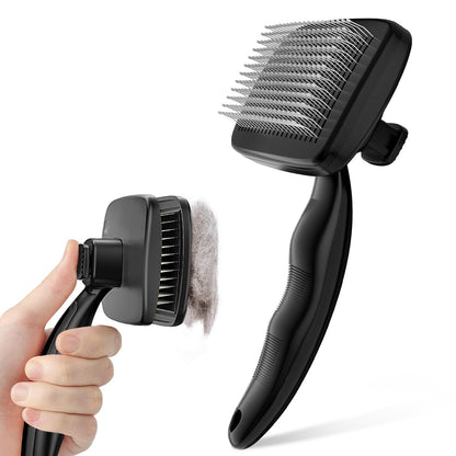 Pecute Grande Brosse Chat, Brosse Chien Poil Long Court, Enlèvement des Poils en Un Clic, Brosse pour Chien Élimine Jusqu'à 95% des Poils Morts Et des Peluches, pour Le Toilettage, Noir