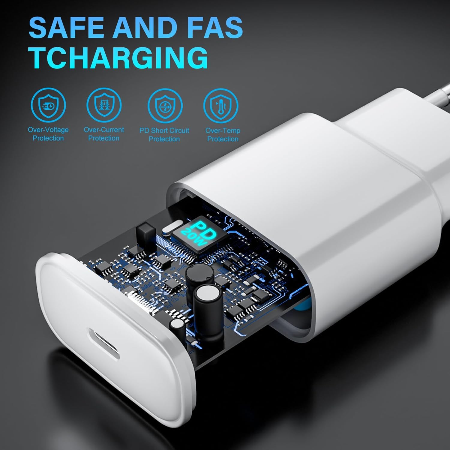 25W Chargeur Rapide pour iPhone, 2 Pièces PD 3.0 Prise USB C avec 2M Cable Lightning for iPhone 14/14Pro/13/13 Mini/13 Pro/13Pro Max/12/12Pro/12 Pro Max/11/11 Pro/ 11 ProMax