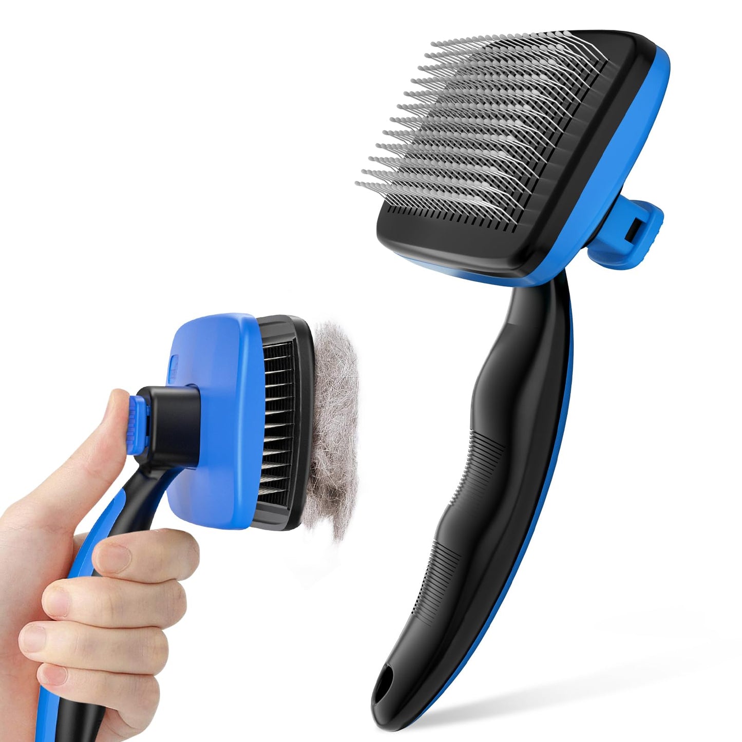 Pecute Grande Brosse Chat, Brosse Chien Poil Long Court, Enlèvement des Poils en Un Clic, Brosse pour Chien Élimine Jusqu'à 95% des Poils Morts Et des Peluches, pour Le Toilettage, Noir