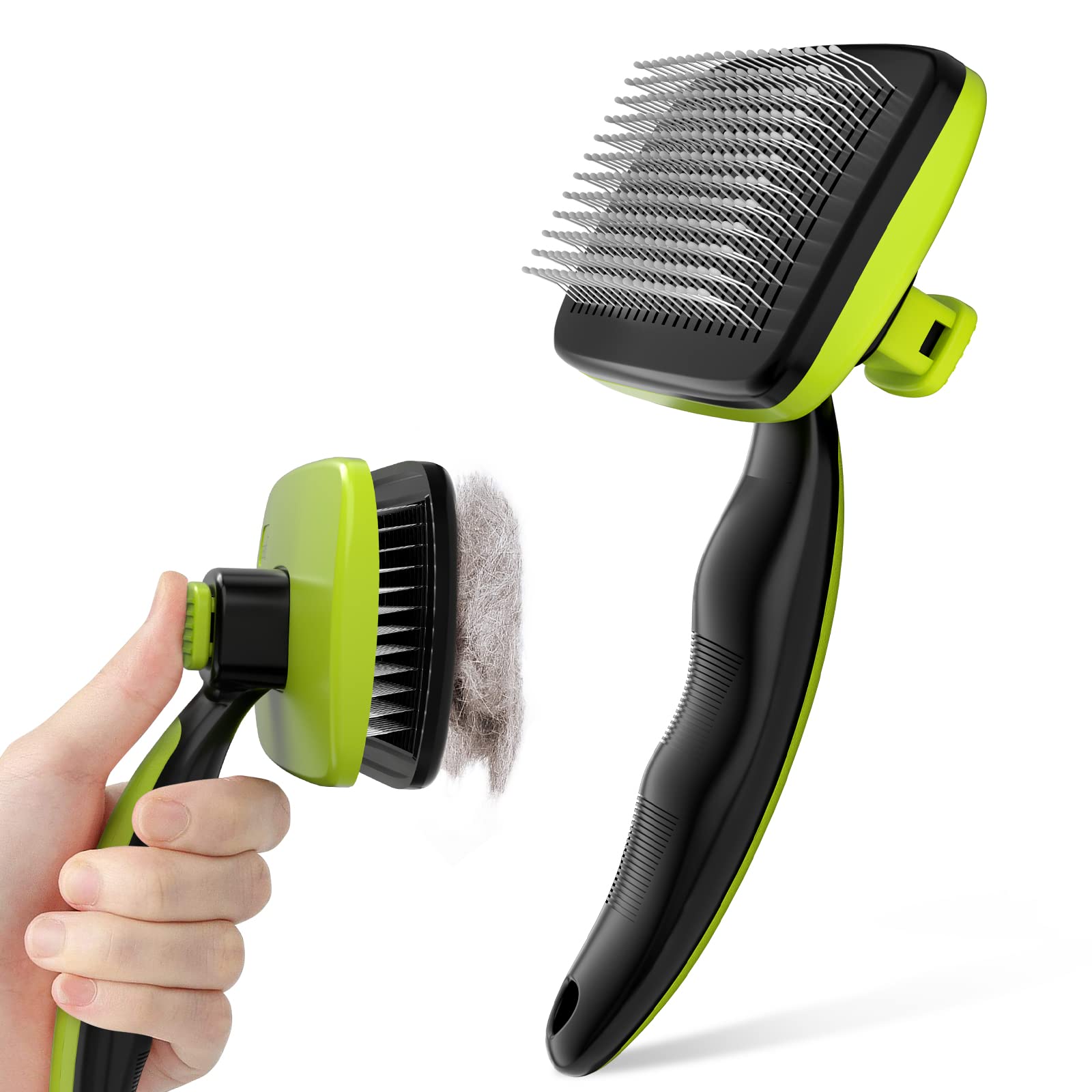 Pecute Grande Brosse Chat, Brosse Chien Poil Long Court, Enlèvement des Poils en Un Clic, Brosse pour Chien Élimine Jusqu'à 95% des Poils Morts Et des Peluches, pour Le Toilettage, Noir