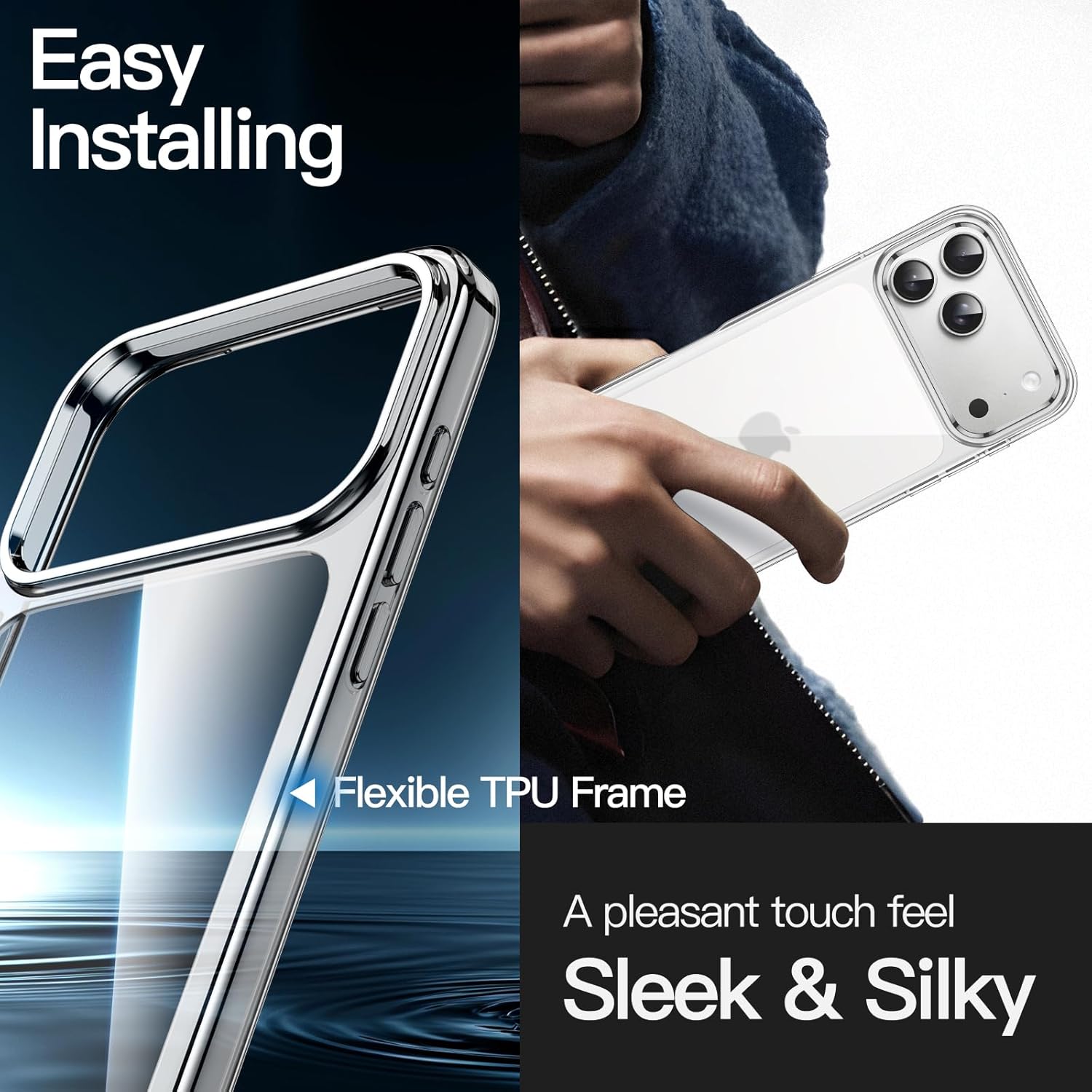 JETech Coque pour iPhone 17 Pro Max 6,9 Pouces, Étui Housse Anti-Jaunissement Antichoc Bumper, Arrière Transparente Anti-Rayures (Transparente)