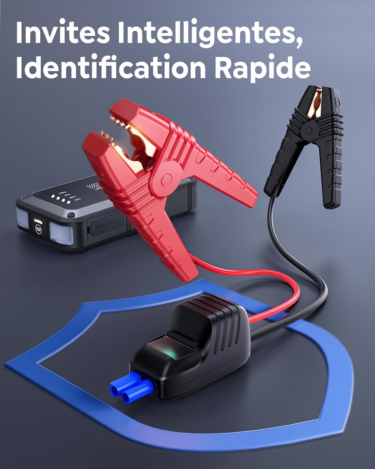 TREKURE Booster Batterie Voiture 4000A 16800mAh, 12V Démarreur Voiture (Jusqu’à 9.0L Essence & 8.5L Diesel), Booster Batterie Moto Portable, Pince Intelligente avec Affichage, Lumière LED à 4 Modes