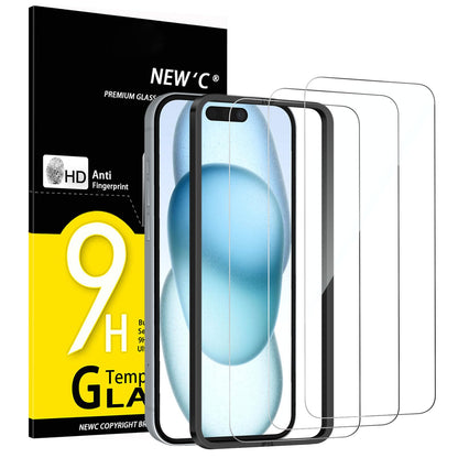 NEW'C Lot de 3, Verre Trempé pour iPhone 17 Pro Max, iPhone 16 Pro Max (6,9″) Film en Protection écran efficace contre les Rayures - Ultra Résistant - HD Transparent - Outil d'installation facile