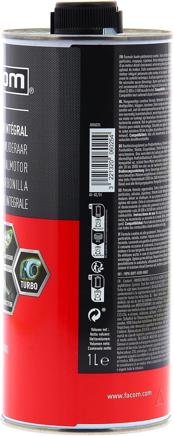 FACOM 006025 Décalaminage Moteur Intégral Diesel, décrassant moteur-CURATIF-1L