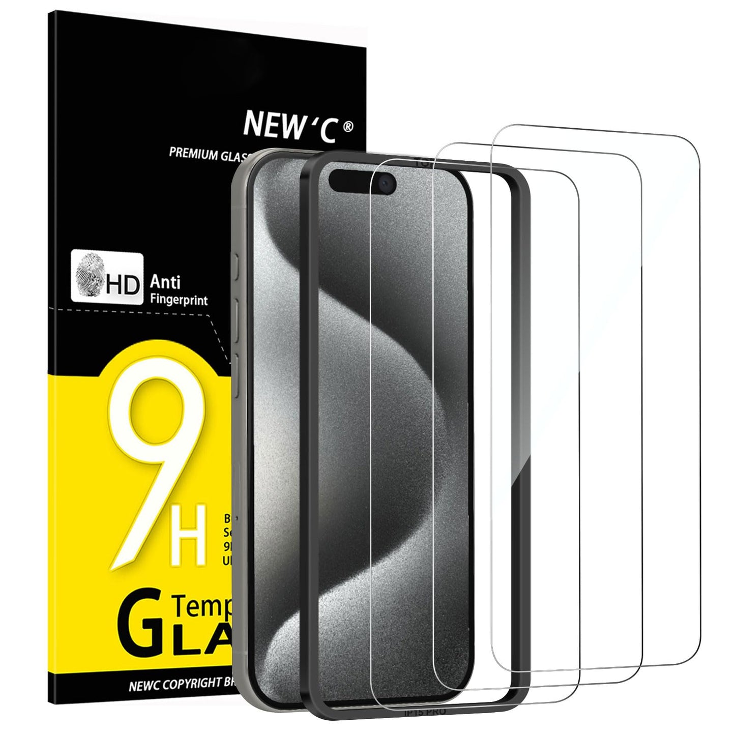 NEW'C Lot de 3, Verre Trempé pour iPhone 17 Pro Max, iPhone 16 Pro Max (6,9″) Film en Protection écran efficace contre les Rayures - Ultra Résistant - HD Transparent - Outil d'installation facile