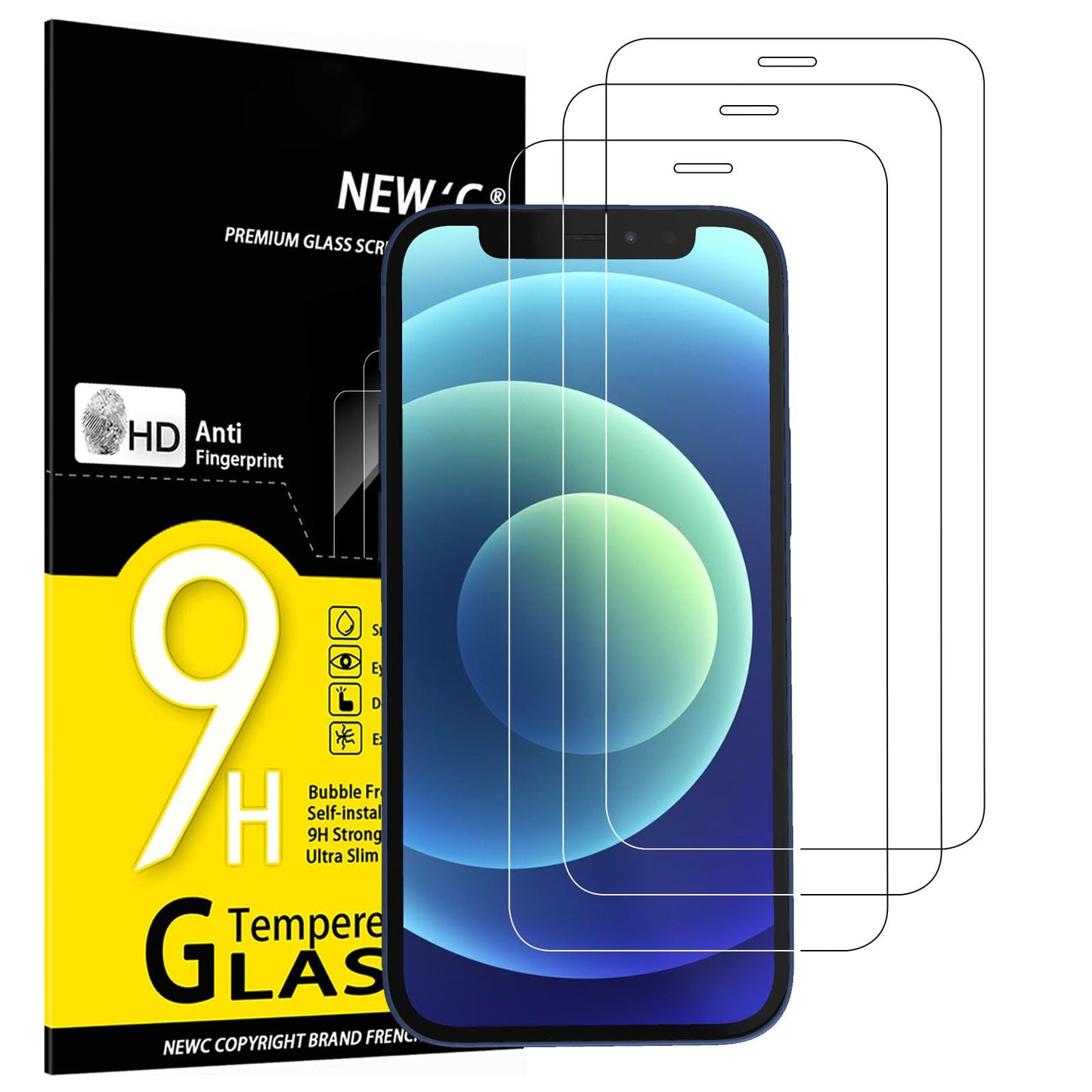 NEW'C Lot de 3, Verre Trempé pour iPhone 17 Pro Max, iPhone 16 Pro Max (6,9″) Film en Protection écran efficace contre les Rayures - Ultra Résistant - HD Transparent - Outil d'installation facile