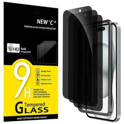 NEW'C Lot de 3, Verre Trempé pour iPhone 17 Pro Max, iPhone 16 Pro Max (6,9″) Film en Protection écran efficace contre les Rayures - Ultra Résistant - HD Transparent - Outil d'installation facile