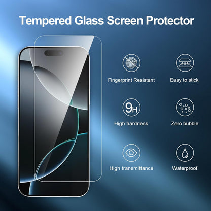 NEW'C Lot de 3, Verre Trempé pour iPhone 17 Pro Max, iPhone 16 Pro Max (6,9″) Film en Protection écran efficace contre les Rayures - Ultra Résistant - HD Transparent - Outil d'installation facile