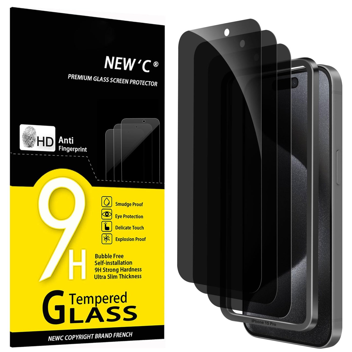 NEW'C Lot de 3, Verre Trempé pour iPhone 17 Pro Max, iPhone 16 Pro Max (6,9″) Film en Protection écran efficace contre les Rayures - Ultra Résistant - HD Transparent - Outil d'installation facile