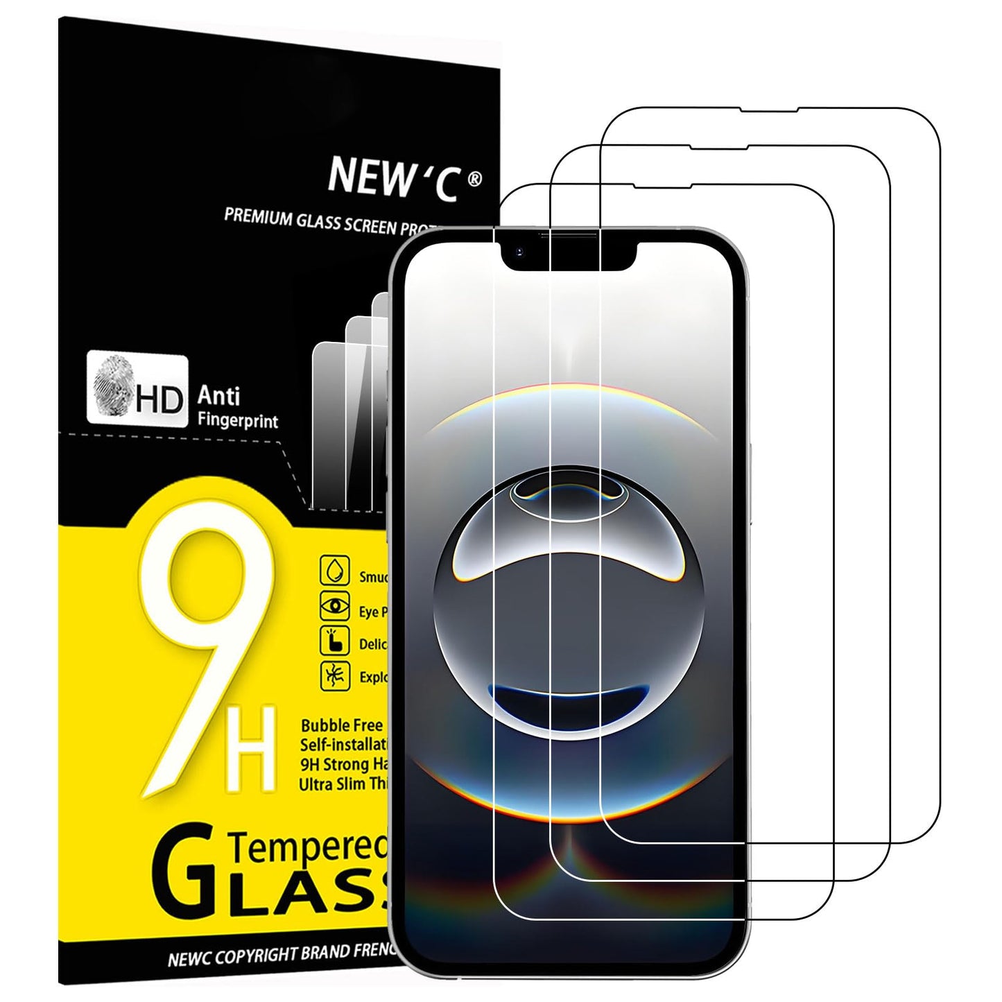 NEW'C Lot de 3, Verre Trempé pour iPhone 17 Pro Max, iPhone 16 Pro Max (6,9″) Film en Protection écran efficace contre les Rayures - Ultra Résistant - HD Transparent - Outil d'installation facile