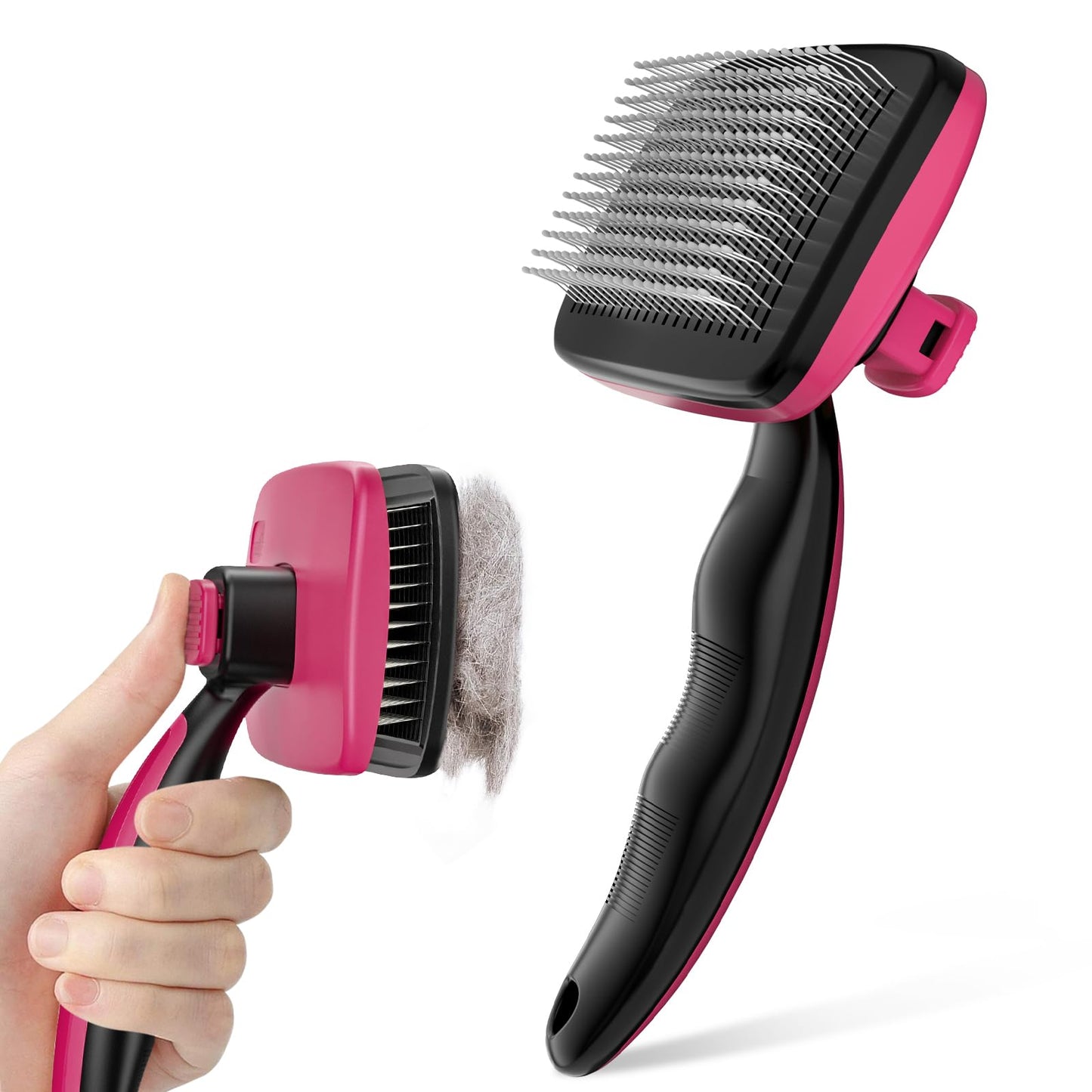 Pecute Grande Brosse Chat, Brosse Chien Poil Long Court, Enlèvement des Poils en Un Clic, Brosse pour Chien Élimine Jusqu'à 95% des Poils Morts Et des Peluches, pour Le Toilettage, Noir