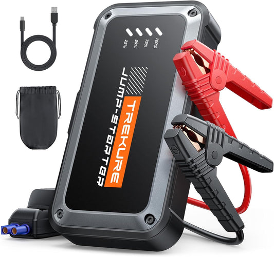 TREKURE Booster Batterie Voiture 4000A 16800mAh, 12V Démarreur Voiture (Jusqu’à 9.0L Essence & 8.5L Diesel), Booster Batterie Moto Portable, Pince Intelligente avec Affichage, Lumière LED à 4 Modes