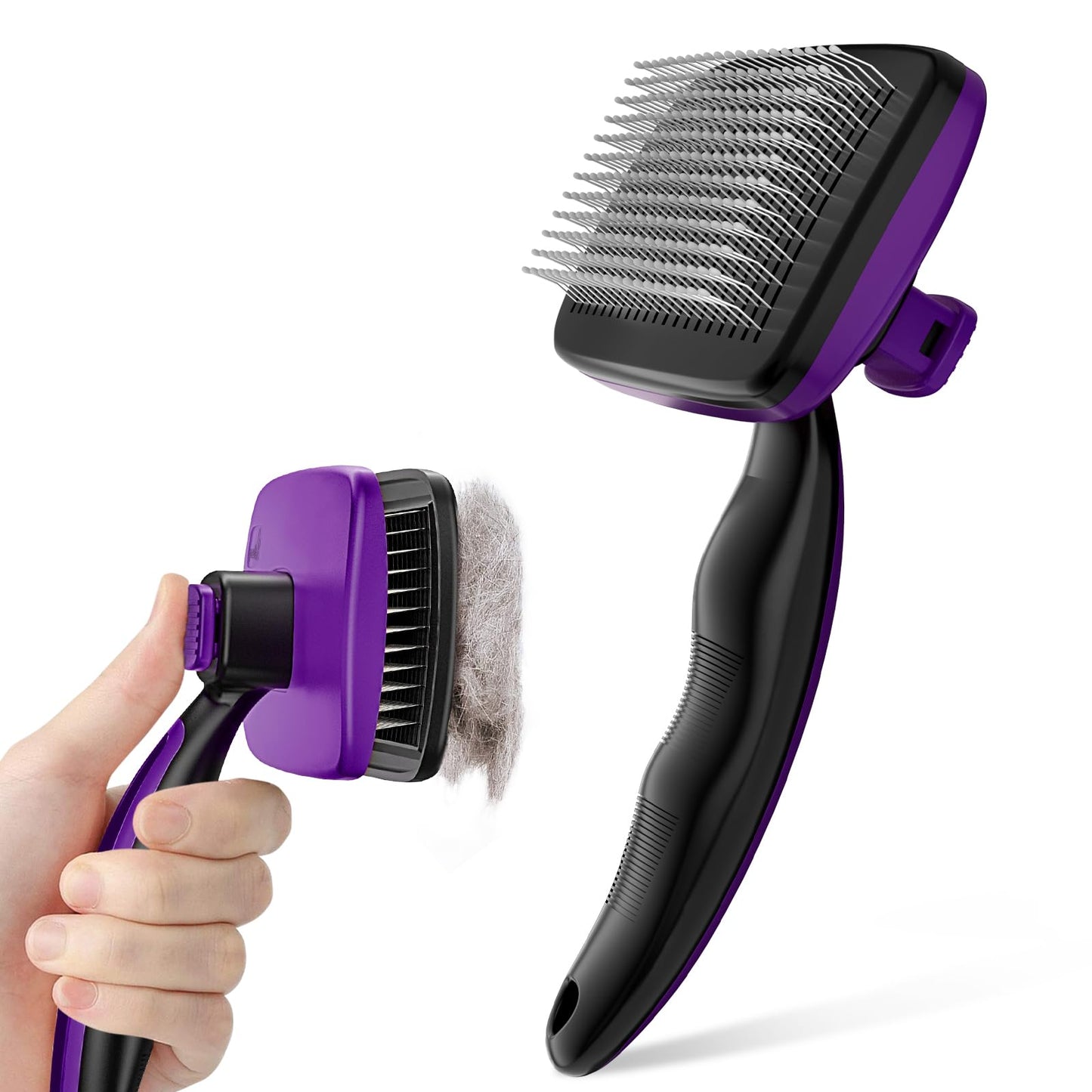 Pecute Grande Brosse Chat, Brosse Chien Poil Long Court, Enlèvement des Poils en Un Clic, Brosse pour Chien Élimine Jusqu'à 95% des Poils Morts Et des Peluches, pour Le Toilettage, Noir