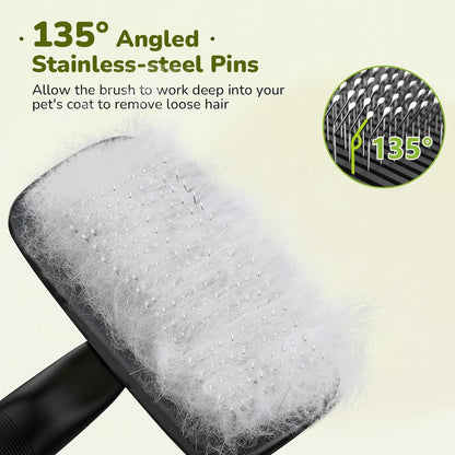 Pecute Grande Brosse Chat, Brosse Chien Poil Long Court, Enlèvement des Poils en Un Clic, Brosse pour Chien Élimine Jusqu'à 95% des Poils Morts Et des Peluches, pour Le Toilettage, Noir
