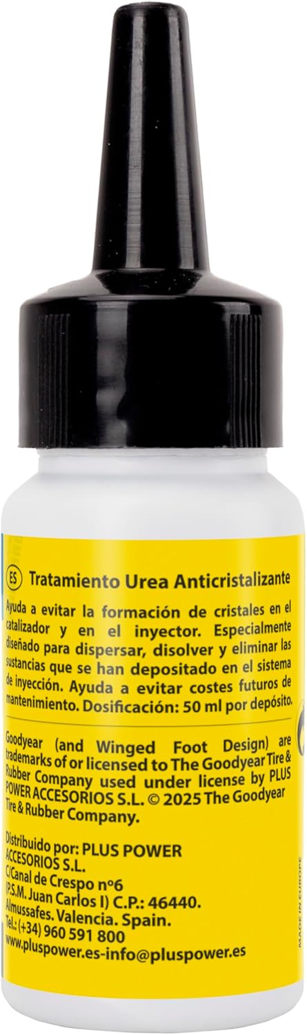 Goodyear Traitement anticristallisant en Dose Unique pour AdBlue | Additif d'urée 50 ML à Usage Unique | Prévient Les pannes et la Formation de Cristaux dans Le catalyseur et l'injecteur
