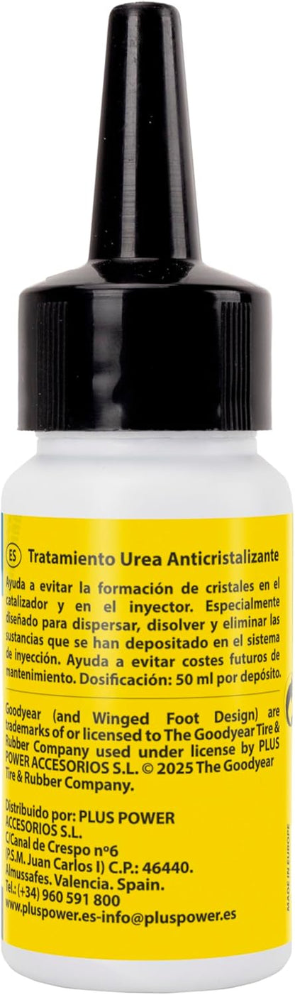 Goodyear Traitement anticristallisant en Dose Unique pour AdBlue | Additif d'urée 50 ML à Usage Unique | Prévient Les pannes et la Formation de Cristaux dans Le catalyseur et l'injecteur