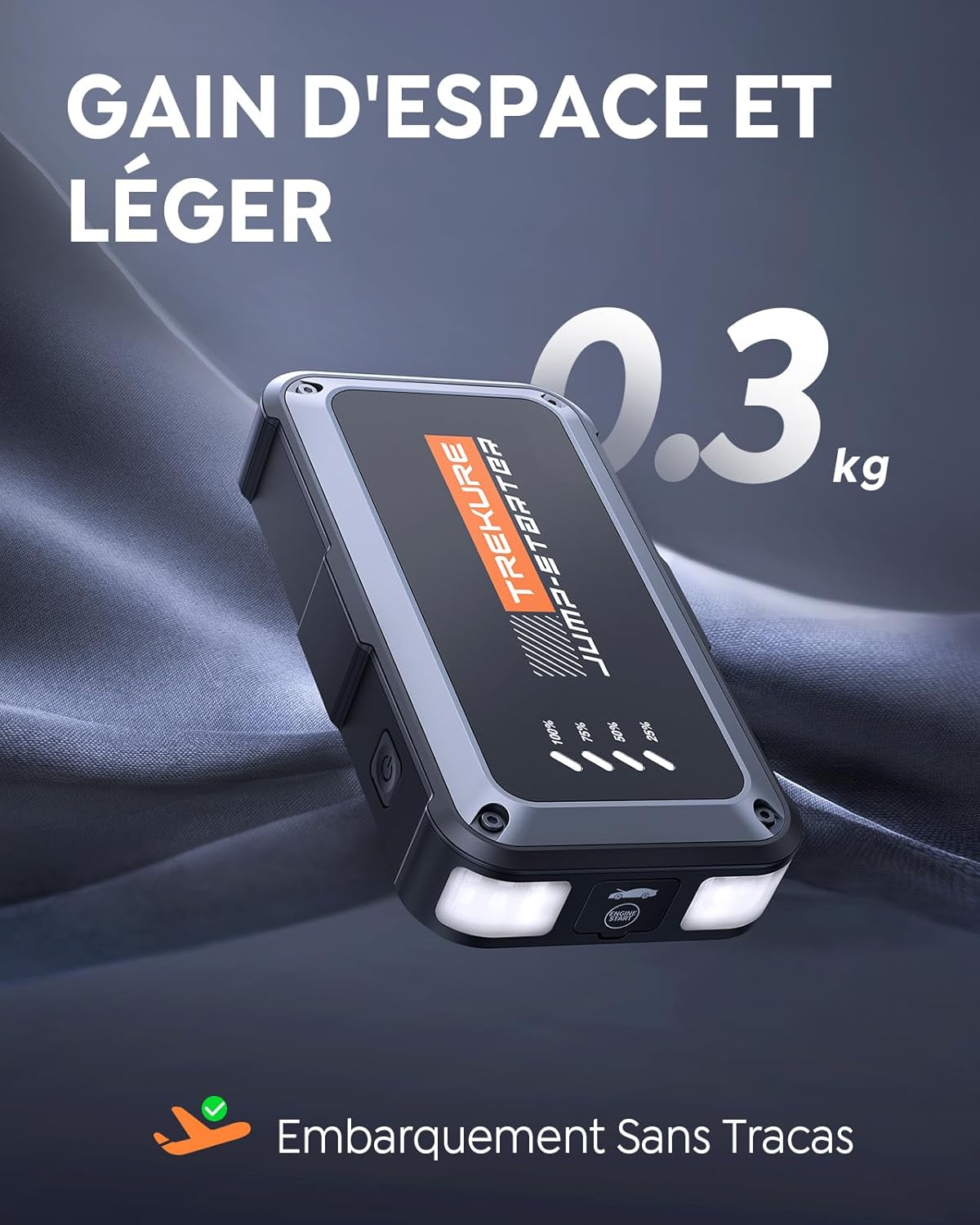 TREKURE Booster Batterie Voiture 4000A 16800mAh, 12V Démarreur Voiture (Jusqu’à 9.0L Essence & 8.5L Diesel), Booster Batterie Moto Portable, Pince Intelligente avec Affichage, Lumière LED à 4 Modes